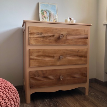 Vente avec paiement en ligne: Commode vintage année 50 couleur pêche