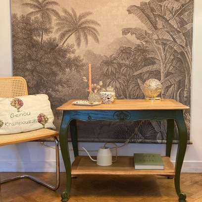 Vente avec paiement en ligne: Table d'appoint double plateaux vert olive, La Table Kervignac