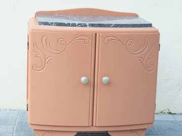 Vente avec paiement en ligne: Chevet années 40 couleur corail