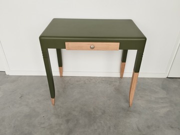 Vente avec paiement en ligne: Bureau en hêtre vert olive avec tiroir