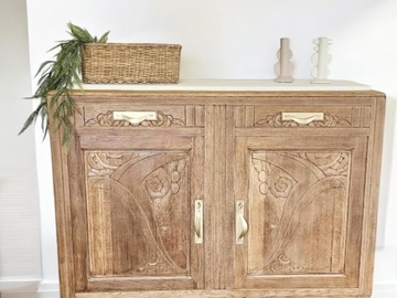 Vente avec paiement en ligne: Buffet parisien art déco bois et blanc cassé 