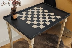 Vente avec paiement en ligne: Table basse de jeu d'échecs crème et noir carbone