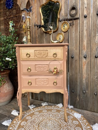 Chiffonnier/commode art déco bohème terracotta 