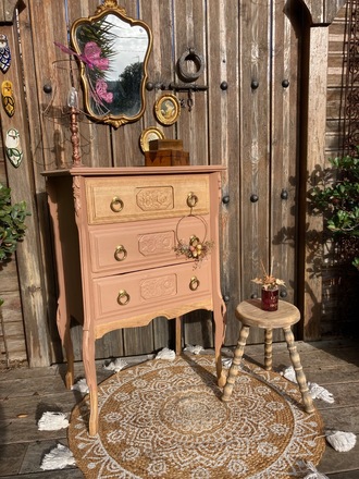 Chiffonnier/commode art déco bohème terracotta 