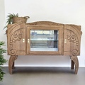 Vente avec paiement en ligne: Buffet bas vitré art déco bois et blanc cassé