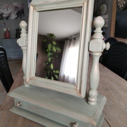 Vente avec paiement en ligne: Miroir de table patiné