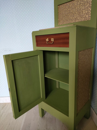 Chevet années 30 plateau marbre et vert herbarium