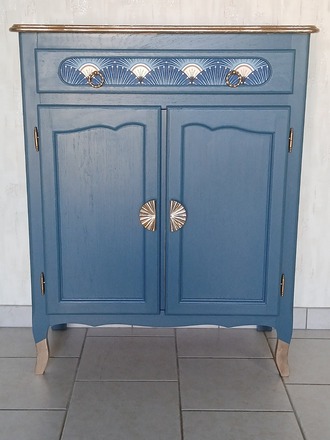 buffet 2 portes, un tiroir bleu canard 
