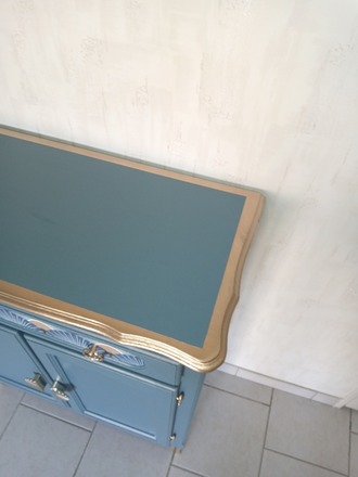 buffet 2 portes, un tiroir bleu canard 