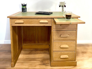 Vente avec paiement en ligne: Bureau vintage vert sauge et bois