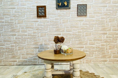 Vente avec paiement en ligne: Table basse ronde blanche et bois 