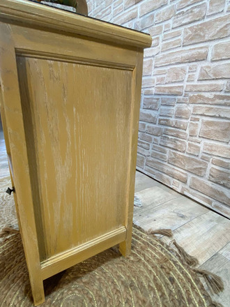 Table de chevet jaune avec plaque de marbre 
