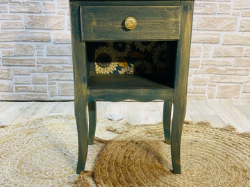 Vente avec paiement en ligne: Table de chevet bleu doré 