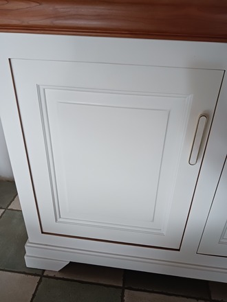 Buffet 3 portes merisier bois et blanc 