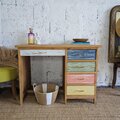 Vente avec paiement en ligne: Bureau vintage bois vitrifié et coloré