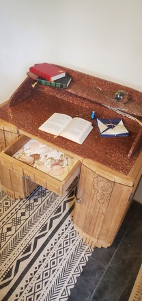  Bureau Raynal art déco chêne massif et marbre