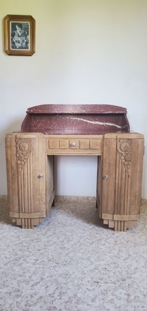  Bureau Raynal art déco chêne massif et marbre