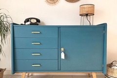 Vente avec paiement en ligne: Buffet rétro chic bleu vert paon.