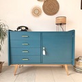 Vente avec paiement en ligne: Buffet rétro chic bleu vert paon.