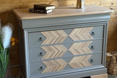 Vente avec paiement en ligne: Commode couleur mastic et bambou