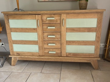 Vente avec paiement en ligne: Buffet de designer René Gabriel bois et vert olive 