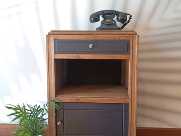 Vente avec paiement en ligne: table d'appoint ou chevet bois et noir Smoking
