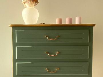 Vente avec paiement en ligne: Commode vintage - Vert profond et doré 