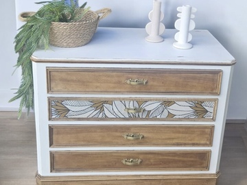Vente avec paiement en ligne: Commode bois et blanc cassé 