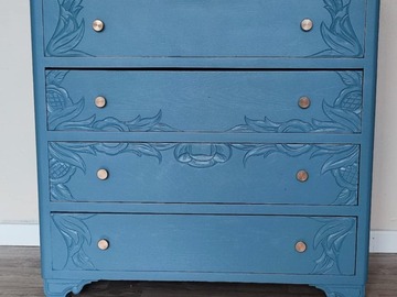 Vente avec paiement en ligne: Commode bleu océan 4 tiroirs 