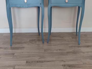 Vente avec paiement en ligne: Paire de chevets bleu océan satinée