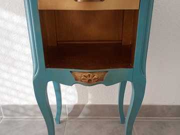 Vente avec paiement en ligne: Table de chevet style Art Déco bleu canard