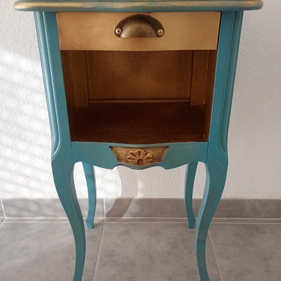 Vente avec paiement en ligne: Table de chevet style Art Déco bleu canard