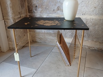 Vente avec paiement en ligne: table basse porte revue noir et or 