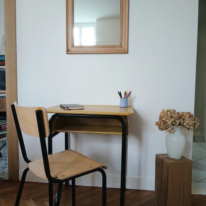 Vente avec paiement en ligne: bureau d'écolier ocre et bois