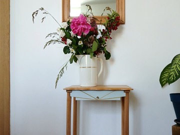 Vente avec paiement en ligne: Console / chevet bois et bleu tendre