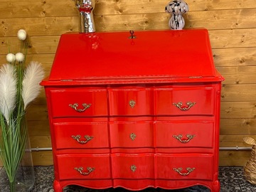 Vente avec paiement en ligne: Secrétaire commode rouge vernis 