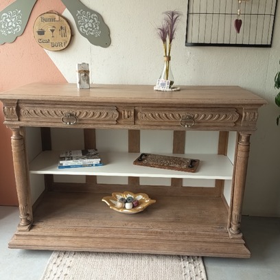 Vente avec paiement en ligne: Console Henry II cérusée teinte Meringue
