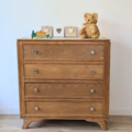 Vente avec paiement en ligne: Commode vintage chêne blond beige, 4 tiroirs