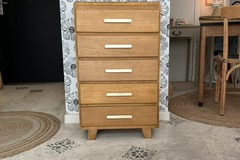 Vente avec paiement en ligne: Chiffonnier Soän bois et noir 5 tiroirs