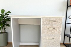 Vente avec paiement en ligne: Bureau beige et or en bois massif
