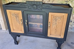 Vente avec paiement en ligne: Buffet enfilade vintage noir et bois naturel