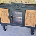 Vente avec paiement en ligne: Buffet enfilade vintage noir et bois naturel