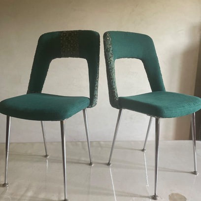 Vente avec paiement en ligne: Paire chaises conférence vintage 50/60 piètement chromé