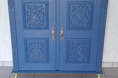 Vente avec paiement en ligne: Buffet vintage bleu doré rétro chic