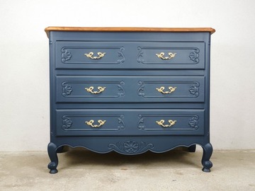 Vente avec paiement en ligne: Commode en merisier bleu marine