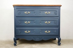 Vente avec paiement en ligne: Commode en merisier bleu marine