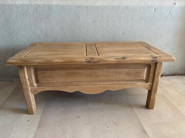 Vente avec paiement en ligne: Table basse bar vintage bois massif portes coulissantes