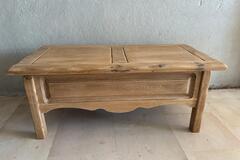 Vente avec paiement en ligne: Table basse bar vintage bois massif portes coulissantes