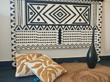 Vente avec paiement en ligne: Tête de lit motifs africains peinte main