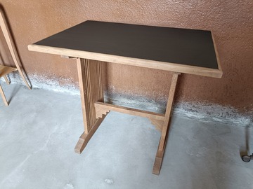Vente avec paiement en ligne: Table bistrot rectangulaire rénovée plateau noir